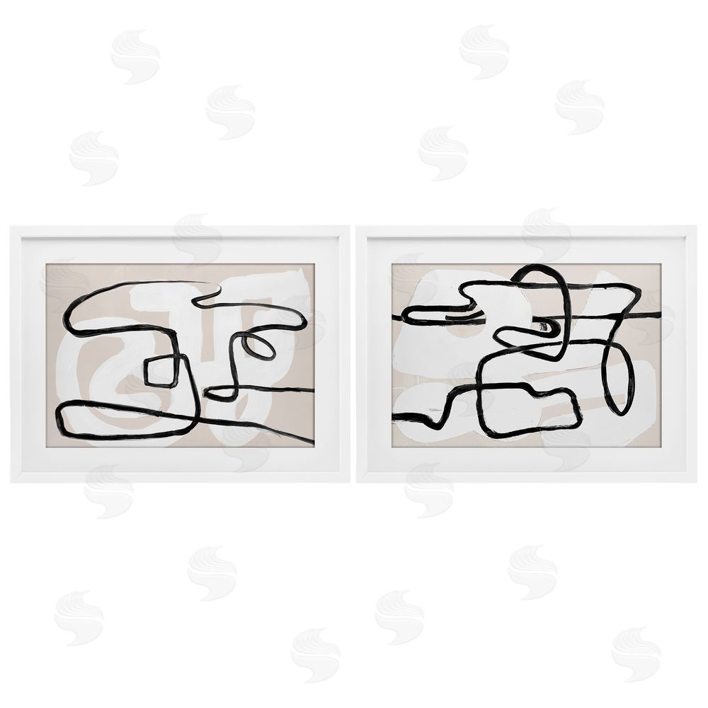 Sundance Graphics Neutral Twists & Turns White Framed Print Under Glass Wall Art