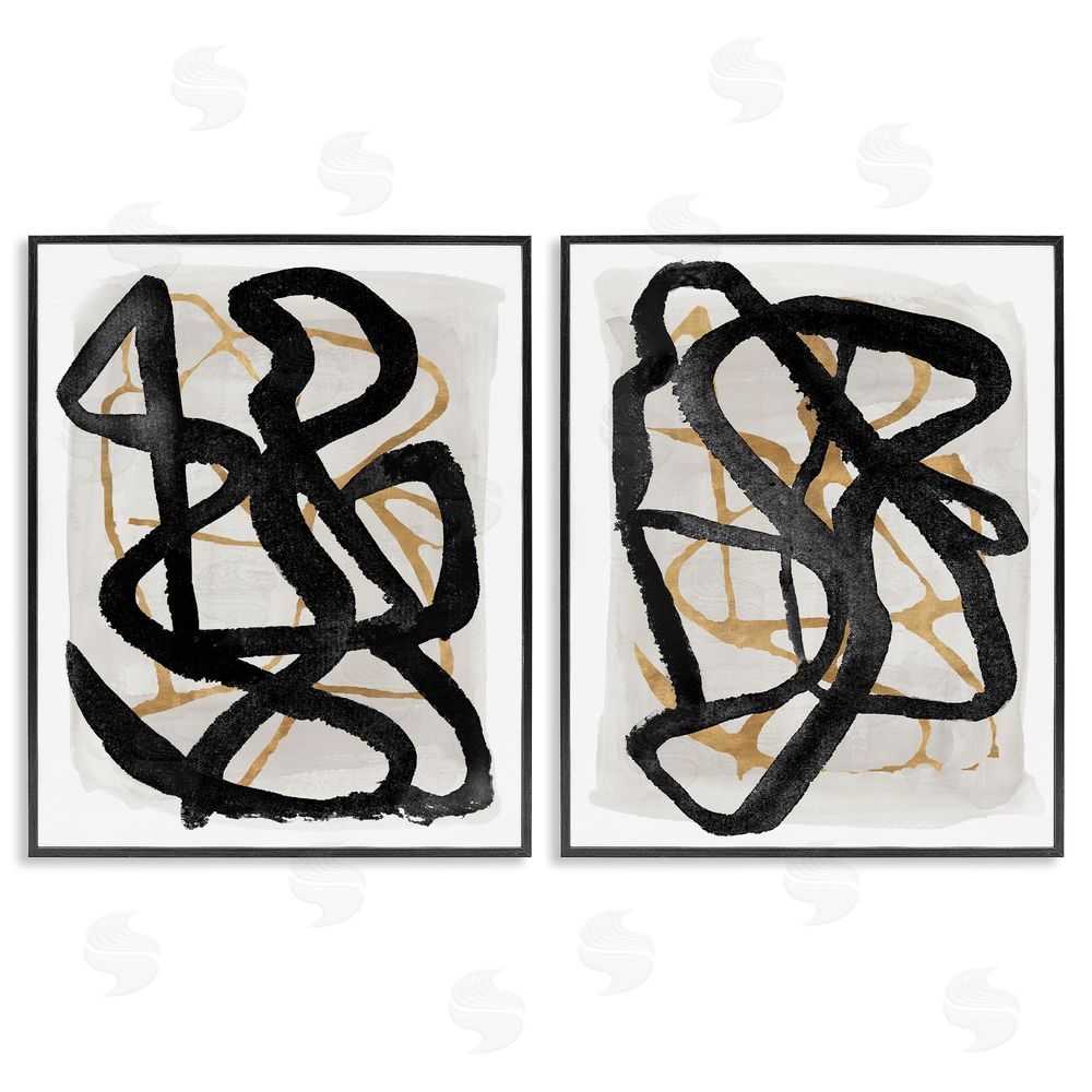 Sundance Graphics Contemporary Hindsight Squiggles Black Framed Giclee Wall Art Print