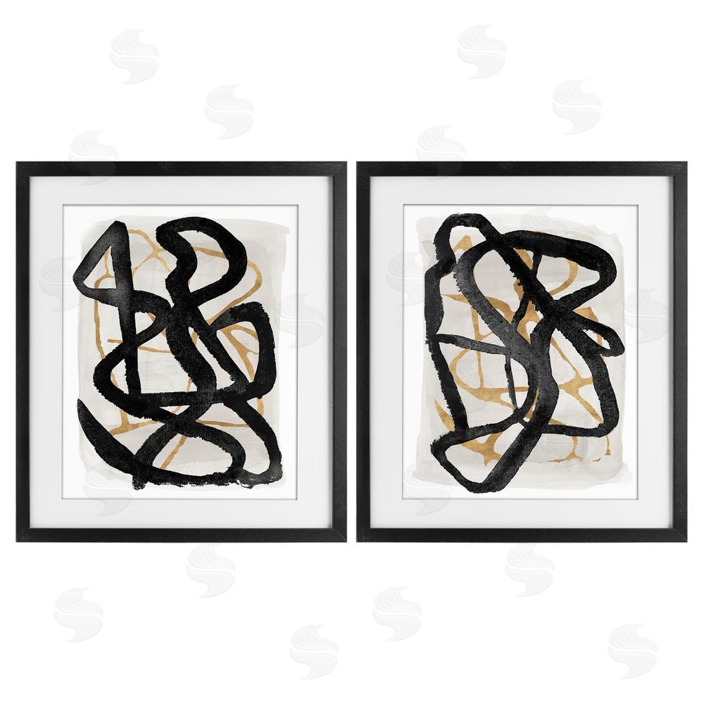Sundance Graphics Contemporary Hindsight Squiggles Black Framed Print Under Glass Wall Art