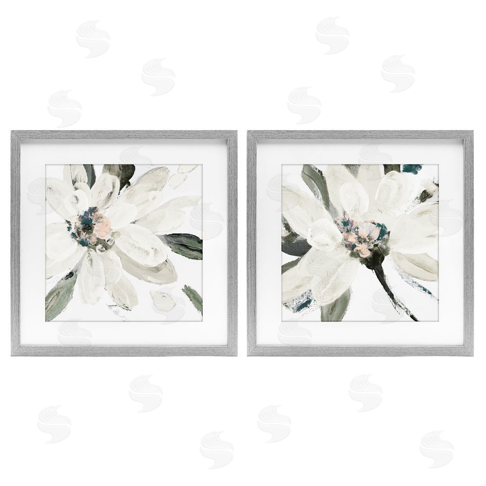 Sundance Graphics Naturally Blooming White Flowers Gray Framed Print Under Glass Wall Art