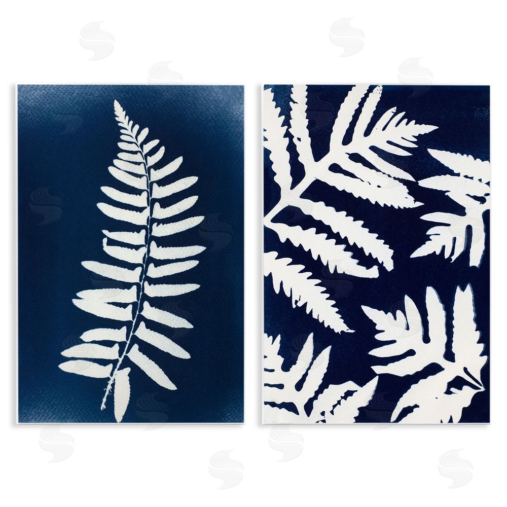 Lynn Byrd Fern Leaves on Indigo Wooden Wall Plaque Art Print