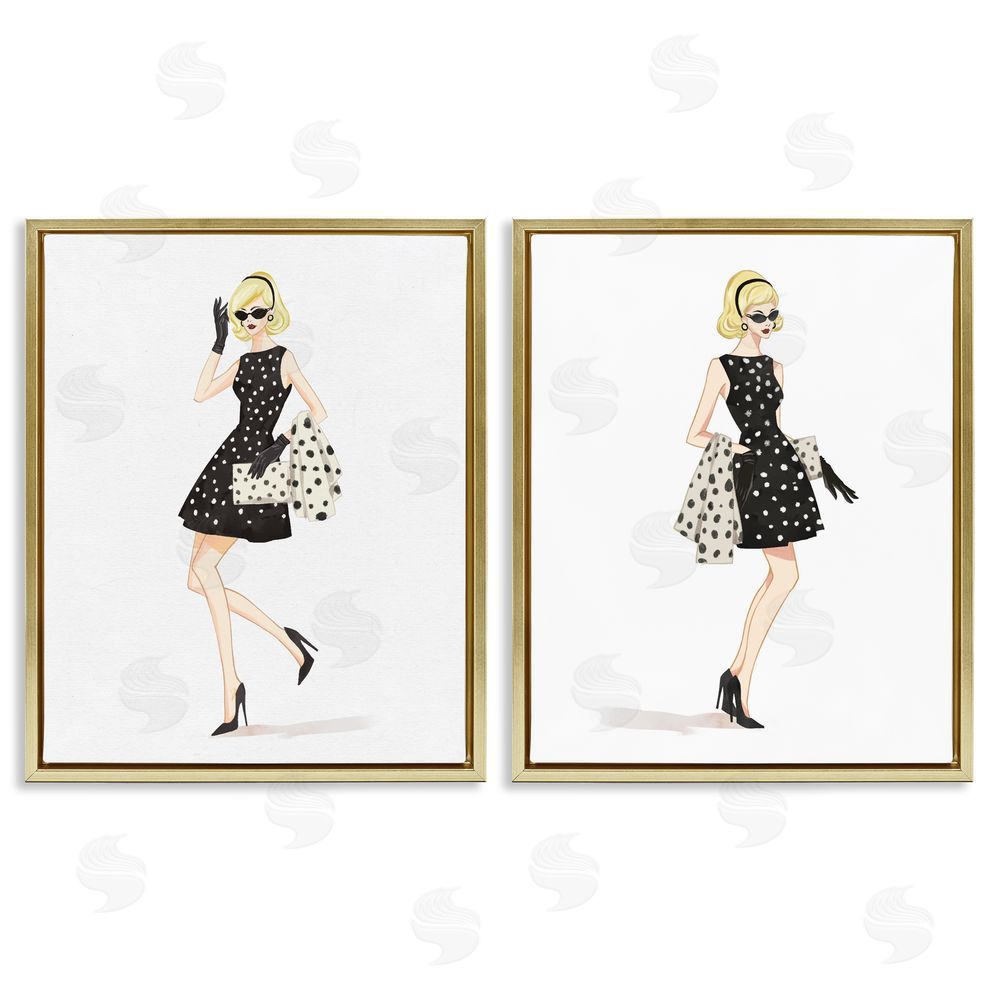 Ziwei Li Retro Glam Female Gold Floating Frame Canvas Wall Art Print