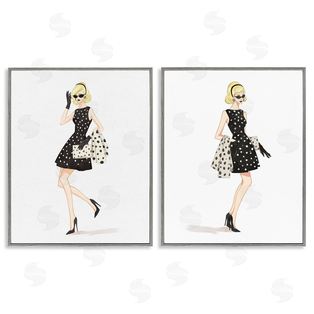 Ziwei Li Retro Glam Female Gray Framed Giclee Wall Art Print