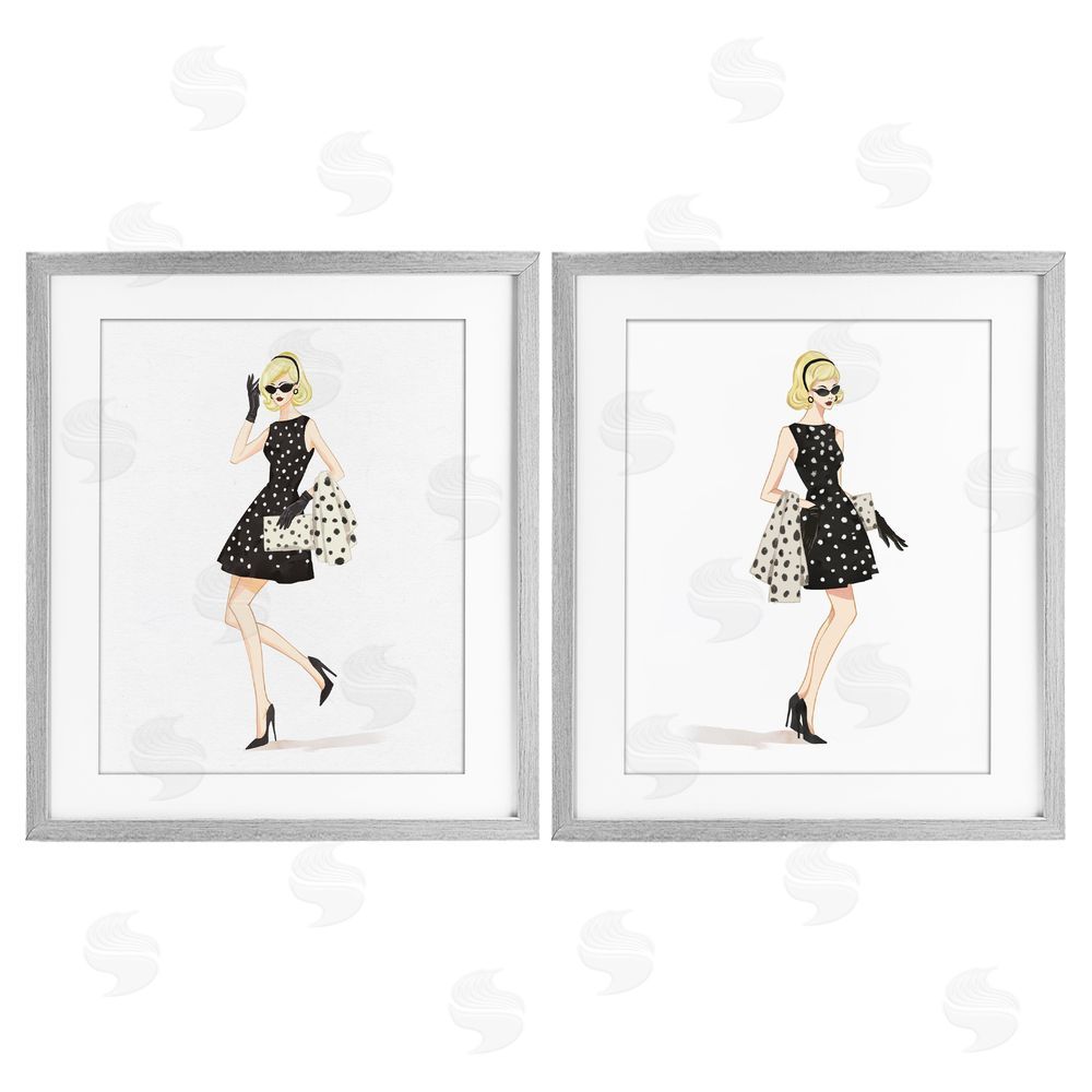 Ziwei Li Retro Glam Female Gray Framed Print Under Glass Wall Art
