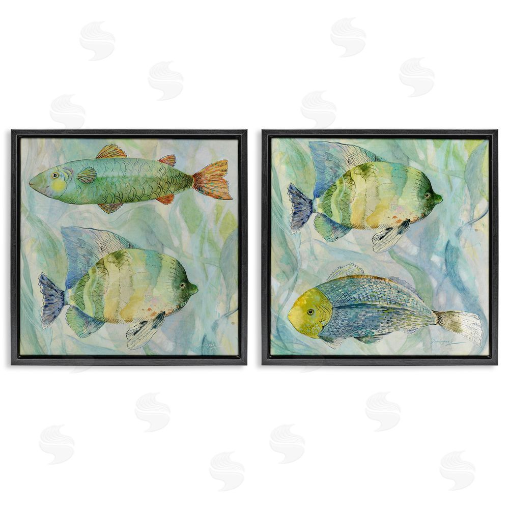 Lorenzo Collective Sweet Fish Aquatics Black Floating Framed Canvas Wall Art Print