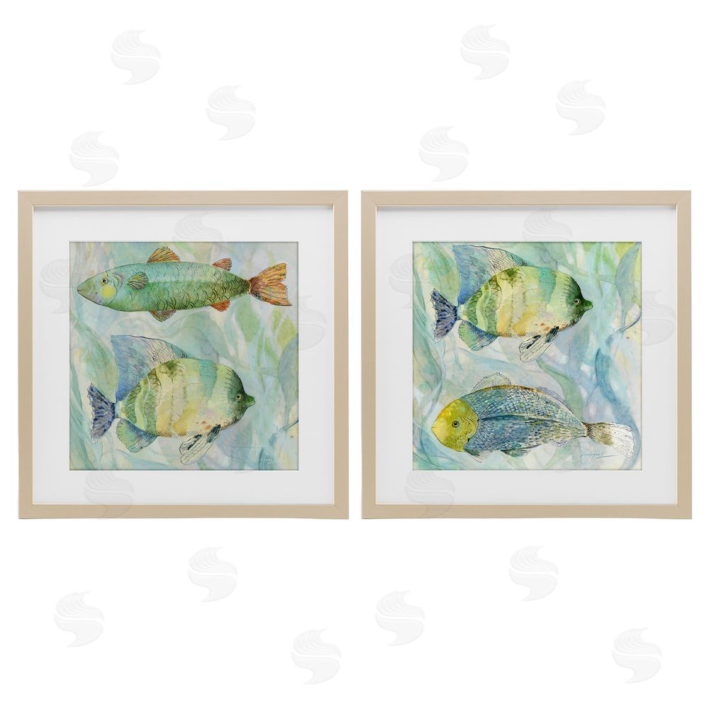 Lorenzo Collective Sweet Fish Aquatics Brown Framed Print Under Glass with White Mat Wall Art