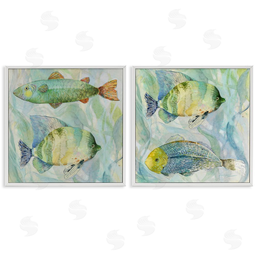 Lorenzo Collective Sweet Fish Aquatics White Framed Giclee Wall Art Print