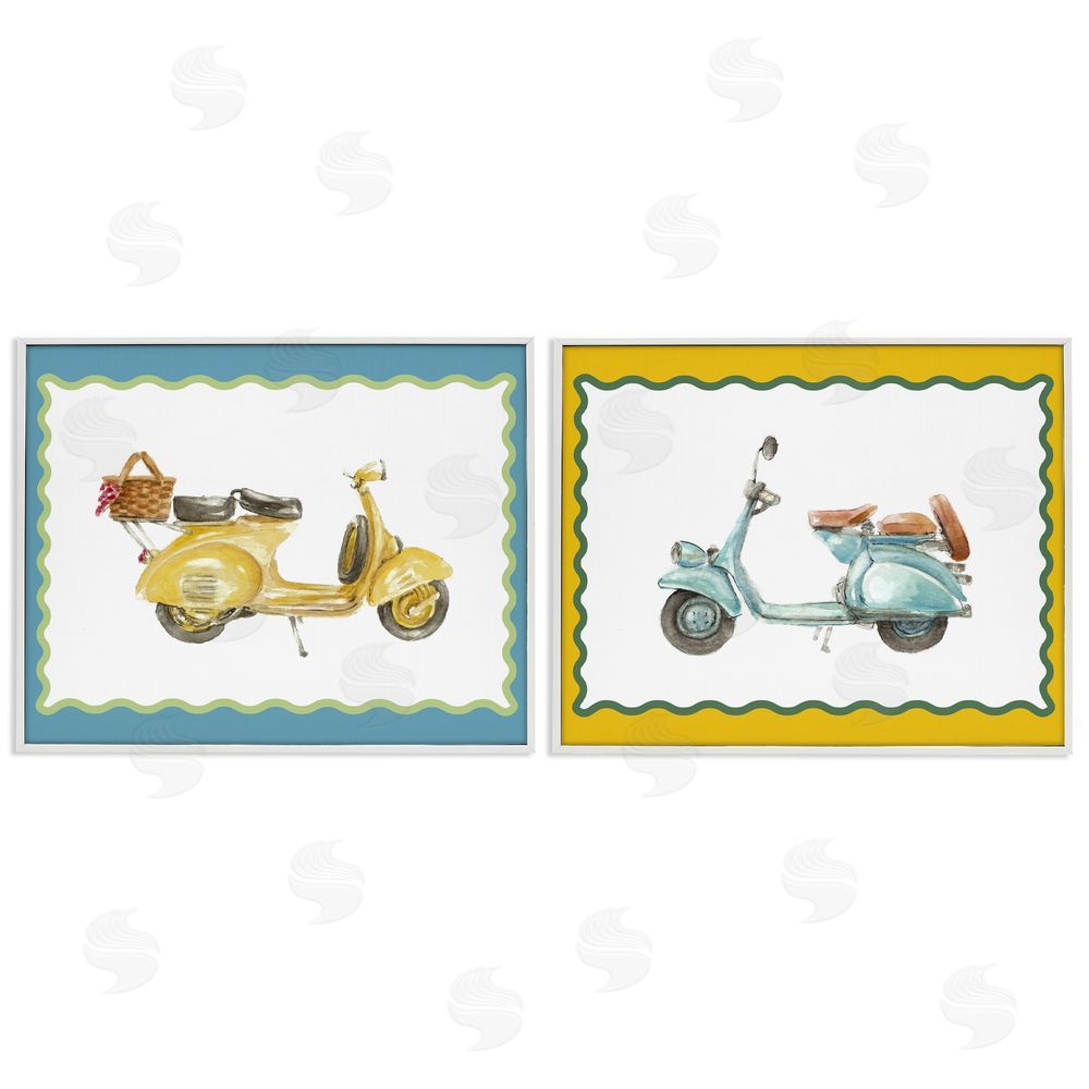 Lanie Loreth Wavy Bordered Scooters White Framed Giclee Wall Art Print