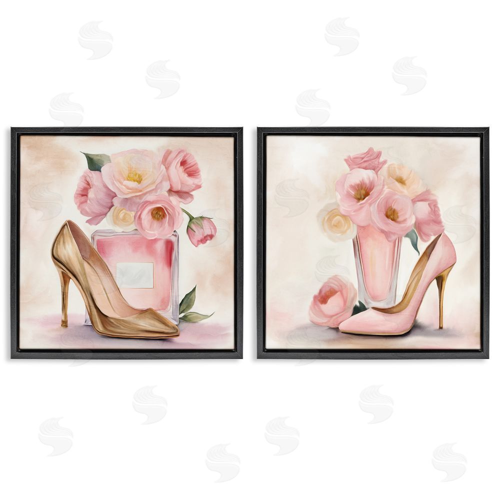 Kim Allen Blush Pink Beauty Black Floating Frame Canvas Wall Art Print