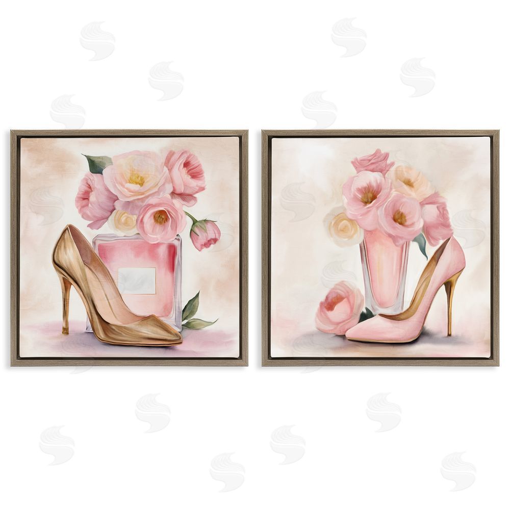 Kim Allen Blush Pink Beauty Brown Floating Frame Canvas Wall Art Print