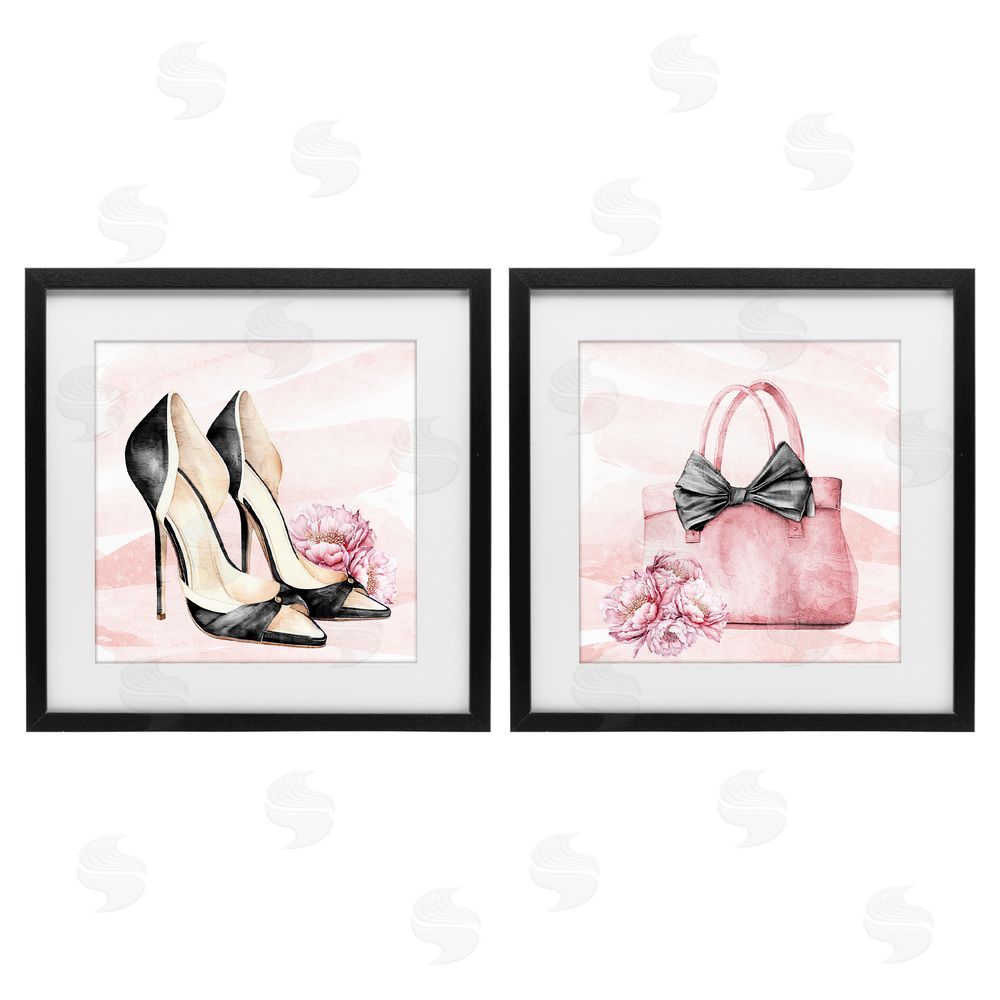 Kim Allen Rosy Glam Time Shoes Black Framed Print Under Glass Wall Art