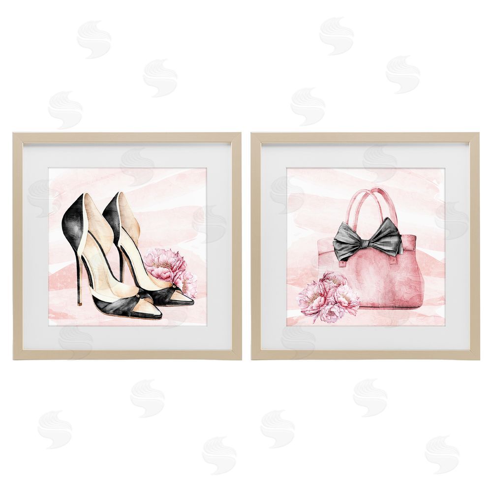 Kim Allen Rosy Glam Time Shoes Brown Framed Print Under Glass Wall Art