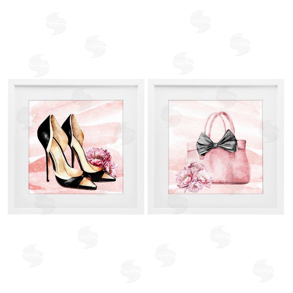 Kim Allen Rosy Glam Time Shoes White Framed Print Under Glass Wall Art