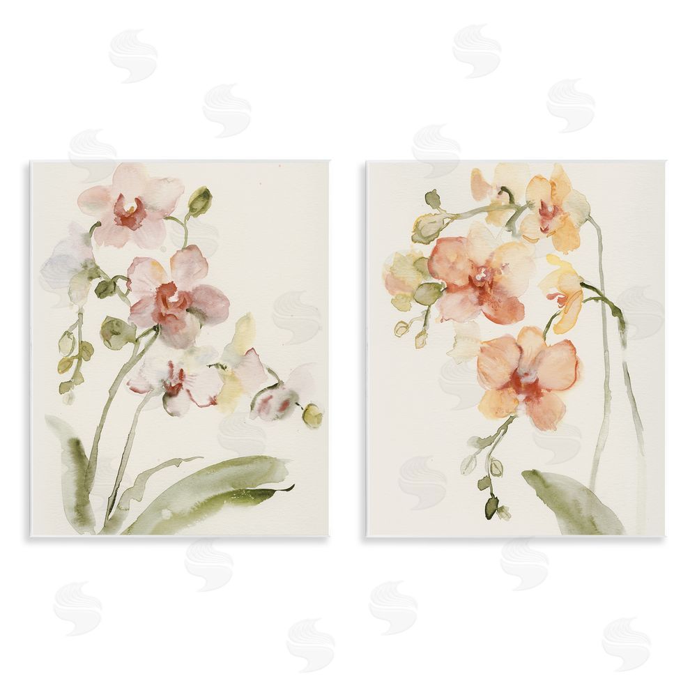 Victoria Barnes Delicate Orchids in Bloom Wall Plaque with Fixed Lithograph Print