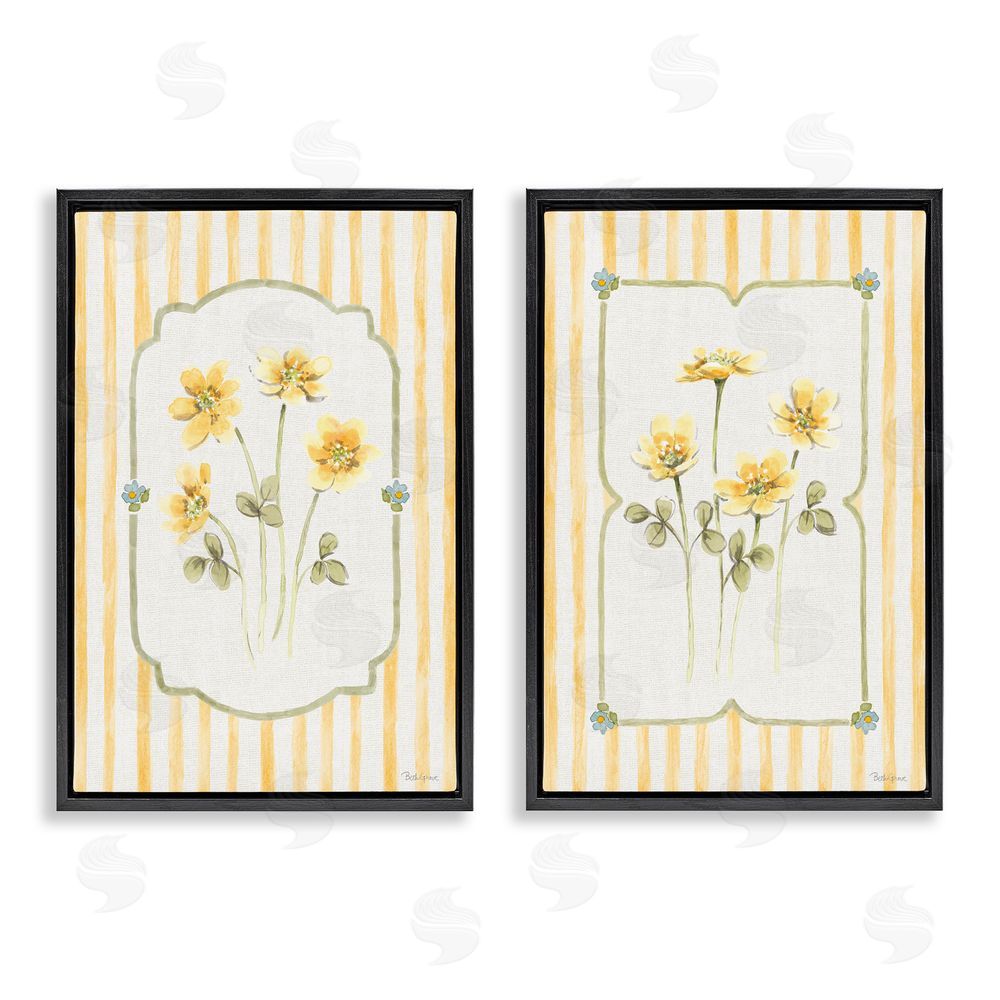 Beth Grove Sweet Honey Blooms Black Floating Framed Canvas Wall Art Print