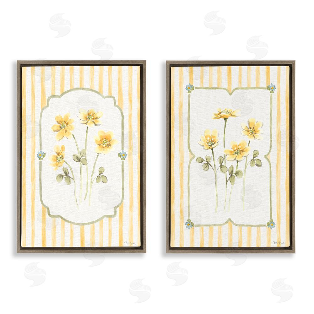 Beth Grove Sweet Honey Blooms Brown Floating Framed Canvas Wall Art Print