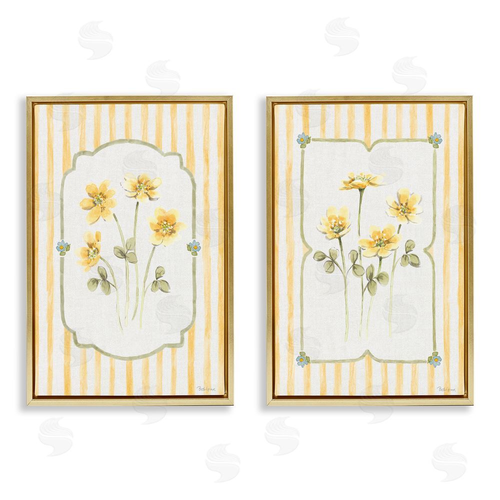 Beth Grove Sweet Honey Blooms Gold Floating Framed Canvas Wall Art Print