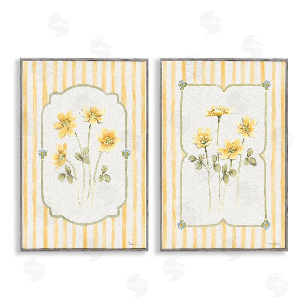 Beth Grove Sweet Honey Blooms Gray Framed Giclee Wall Art Print