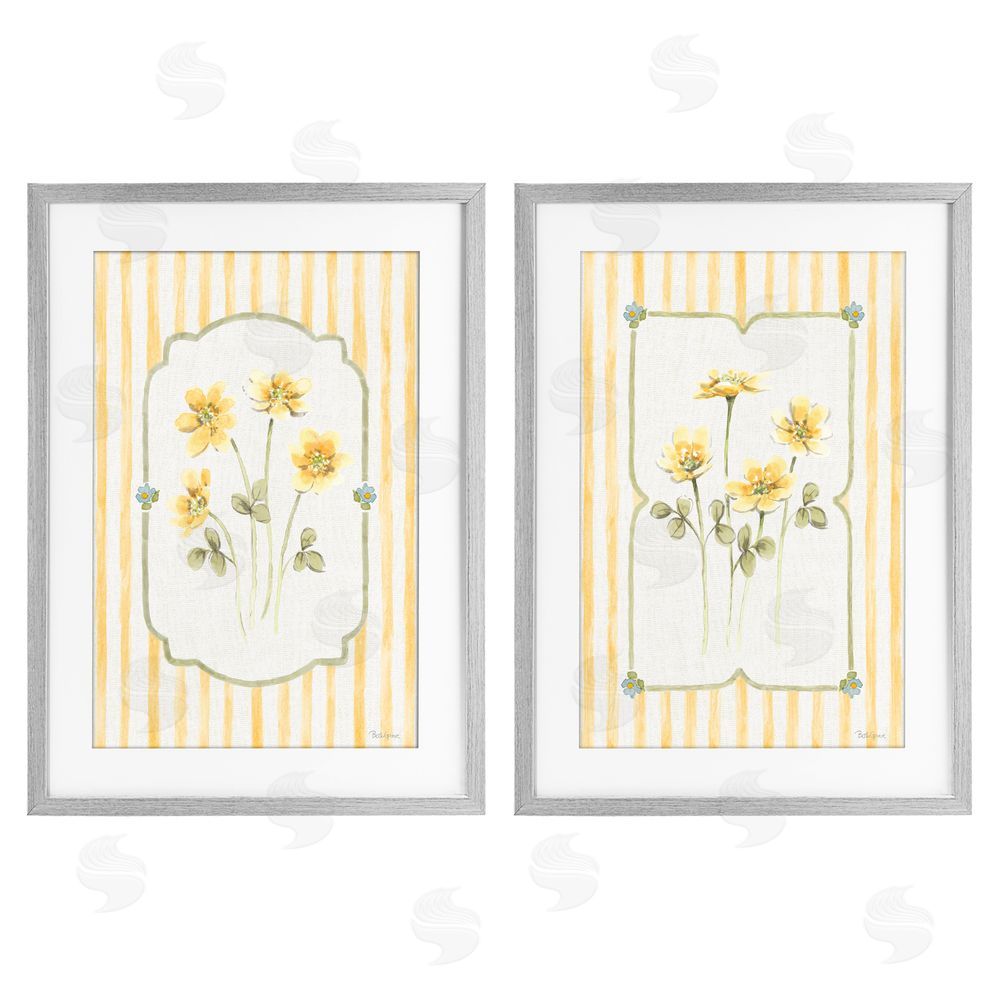 Beth Grove Sweet Honey Blooms Gray Framed Print Under Glass with White Mat Wall Art