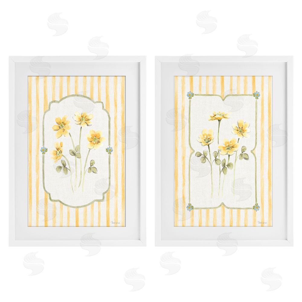 Beth Grove Sweet Honey Blooms White Framed Print Under Glass with White Mat Wall Art