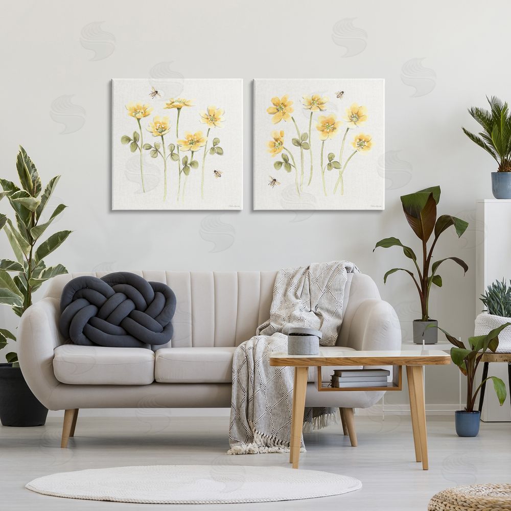 Beth Grove Sweet Honey Flowers & Bees Stretched Canvas on Wall