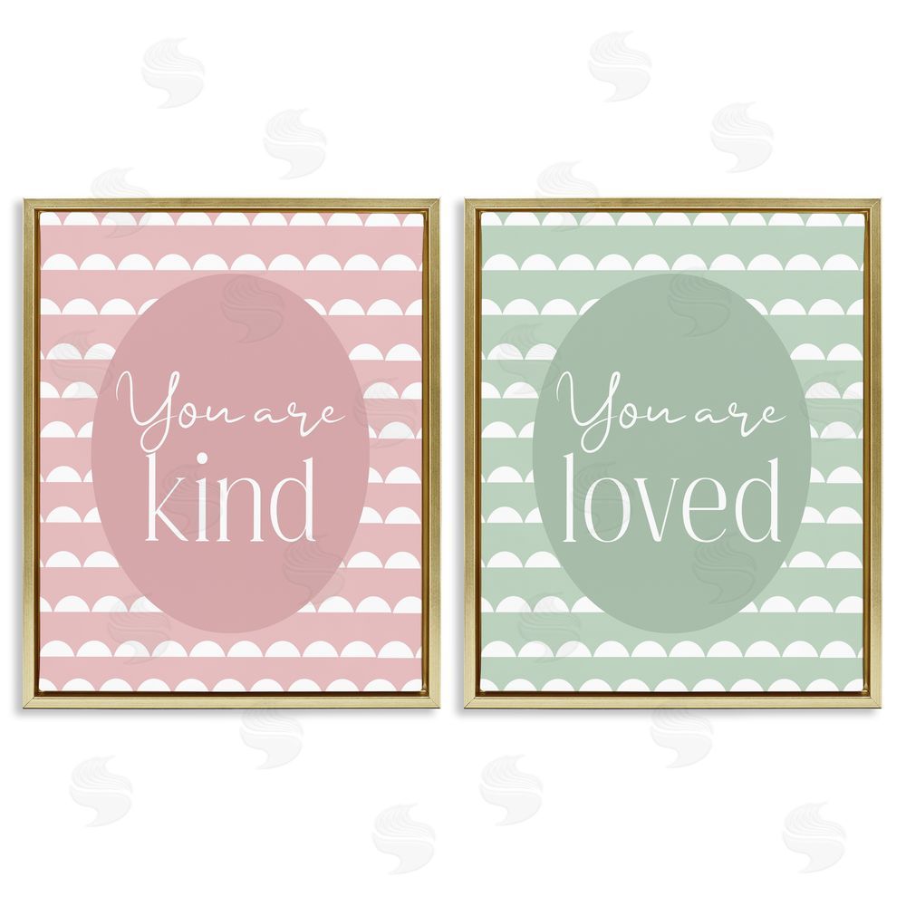 Christine Simpson Art Pastel Kind & Loved Gold Floating Frame Canvas Wall Art Print