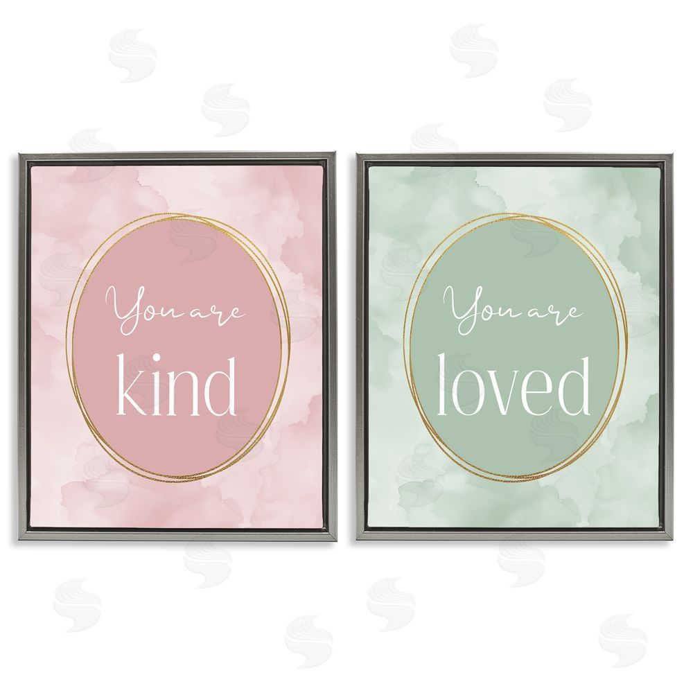 Christine Simpson Art Pastel Golden Affirmations Gray Floating Frame Canvas Wall Art Print