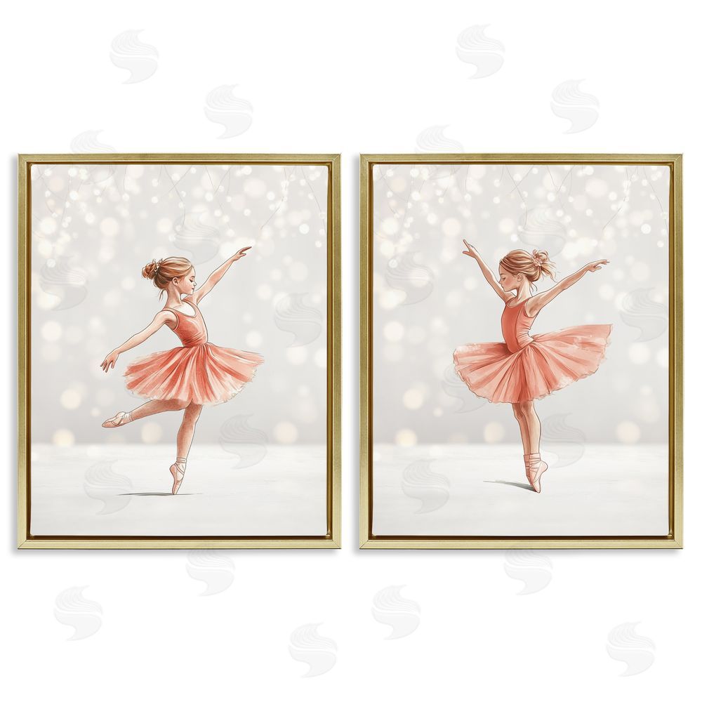 Christine Simpson Art Dancers In The Light Gold Floating Frame Canvas Wall Art Print