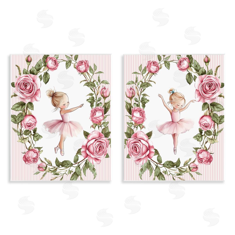 Christine Simpson Art Little Rose Dancers Wooden Wall Plaque Art Print