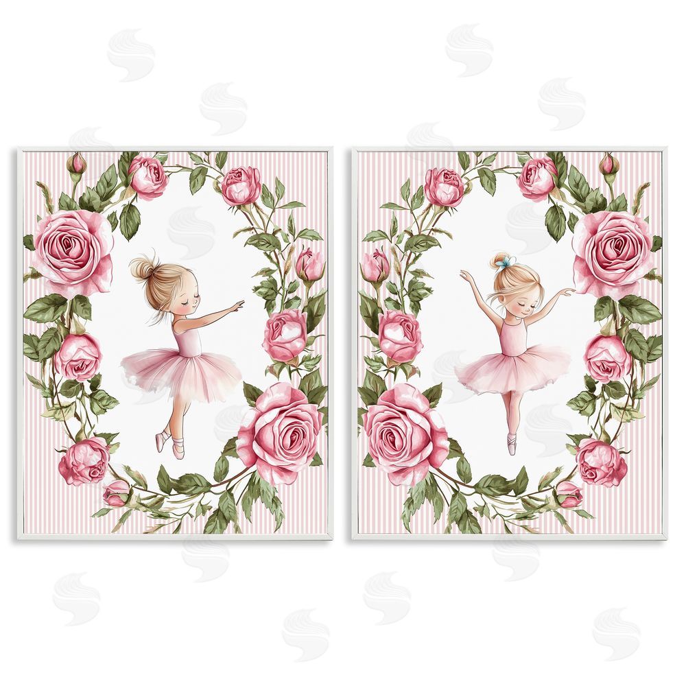 Christine Simpson Art Little Rose Dancers White Framed Giclee Wall Art Print