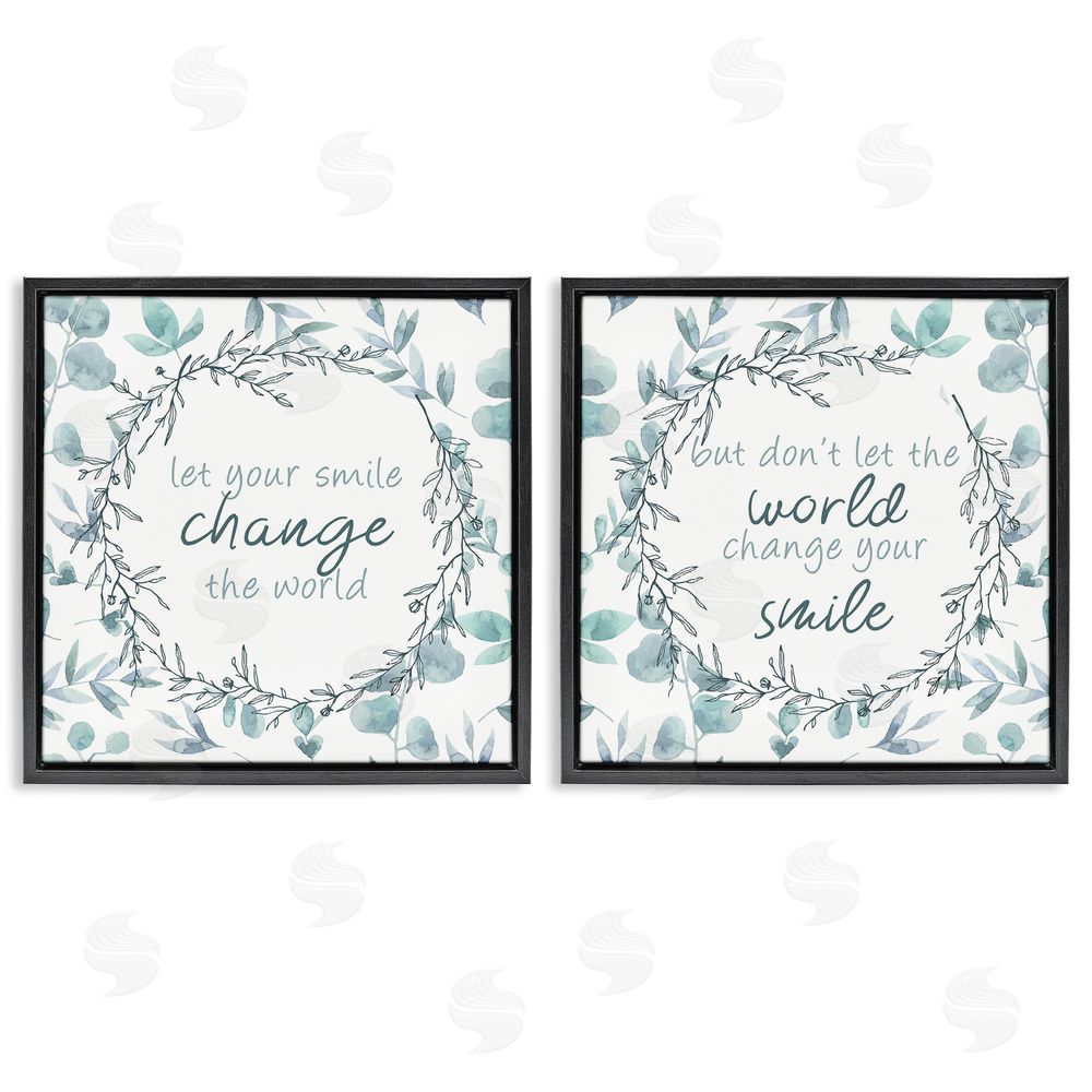 Kim Allen Inspirational Smile Quotes Black Floating Frame Canvas Wall Art Print
