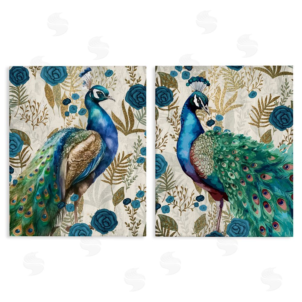 Kim Allen Floral Peacock Pride Stretched Canvas Wall Art Print
