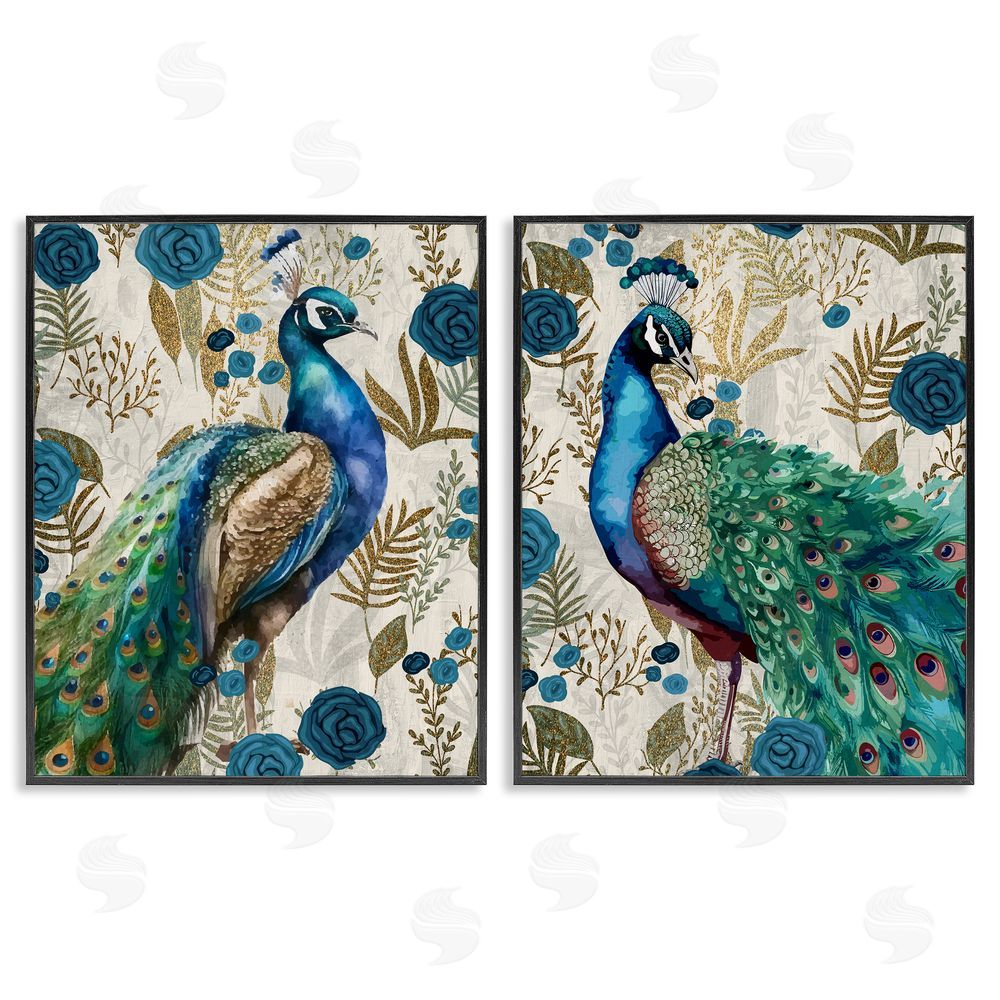 Kim Allen Floral Peacock Pride Black Framed Giclee Wall Art Print