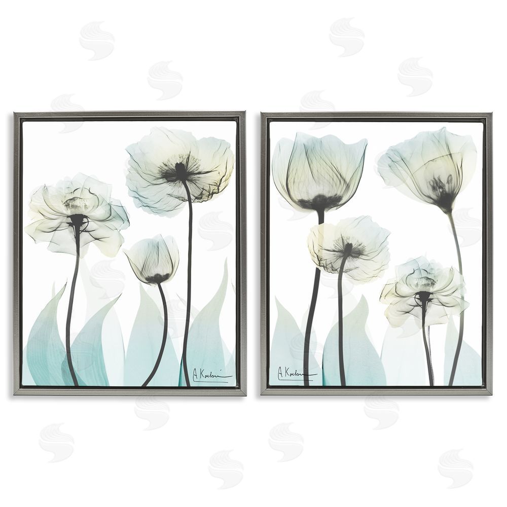Albert Koetsier Luxury Of Creation Flowers Gray Floating Frame Canvas Wall Art Print
