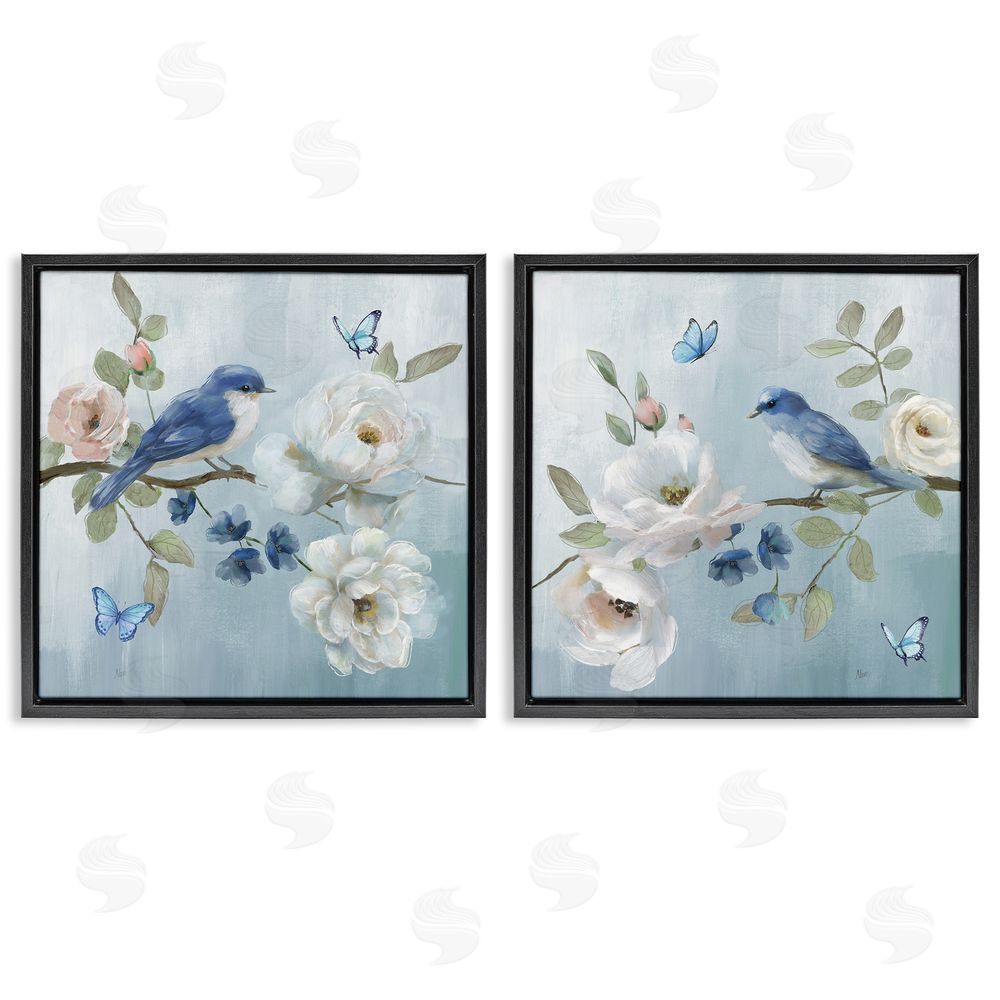 Nan Nature's Tranquility Florals Black Floating Frame Canvas Wall Art Print
