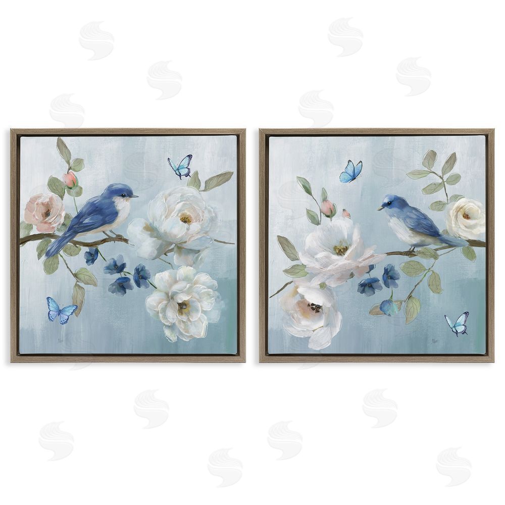 Nan Nature's Tranquility Florals Brown Floating Frame Canvas Wall Art Print