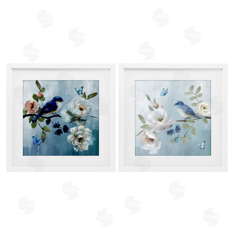 Nan Nature's Tranquility Florals White Framed Print Under Glass Wall Art