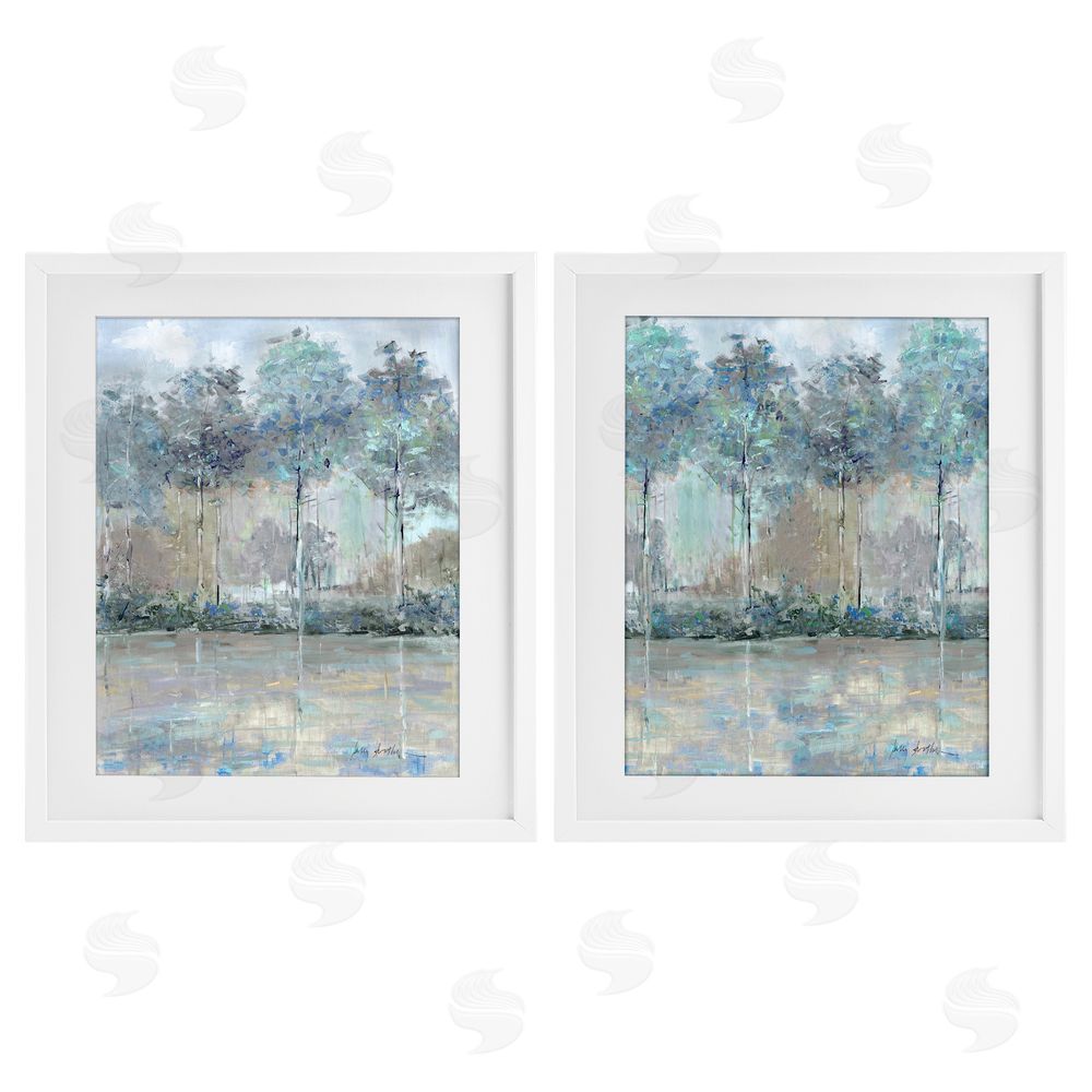 Sally Swatland Subdued Tree Landscape Impression White Framed Print Under Glass Wall Art