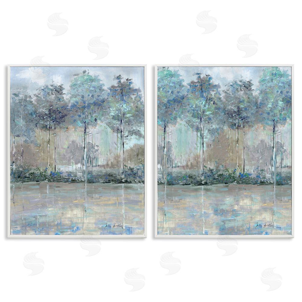 Sally Swatland Subdued Tree Landscape Impression White Framed Giclee Wall Art Print