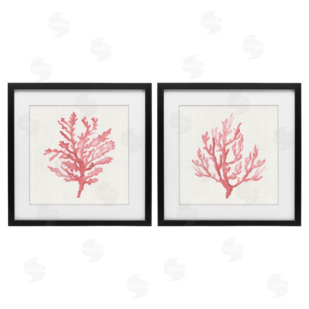 Janet Tava Rosy Pink Coral Branches Black Framed Print Under Glass Wall Art