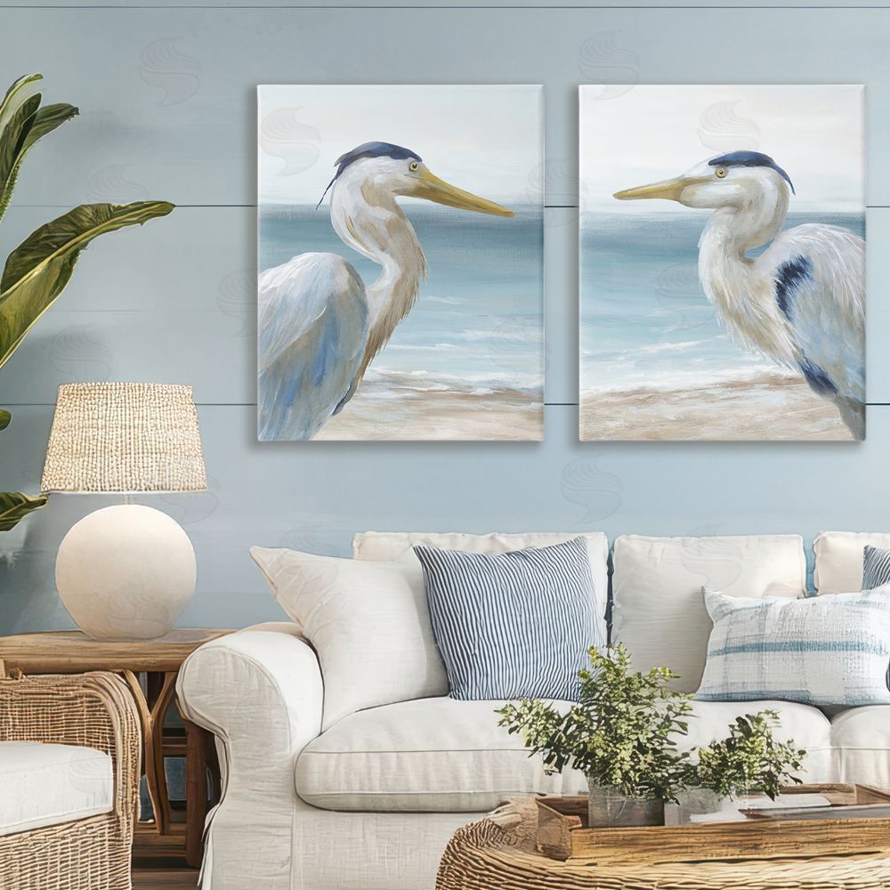 Nan Tranquil Gaze Herons Stretched Cavas Wall Art Set in Room