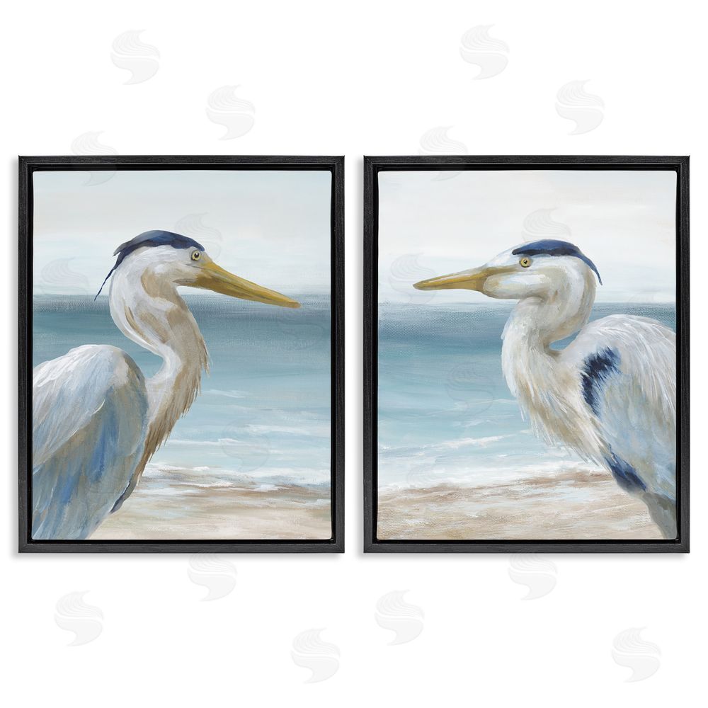 Nan Tranquil Gaze Herons Black Floating Frame Canvas Wall Art Print
