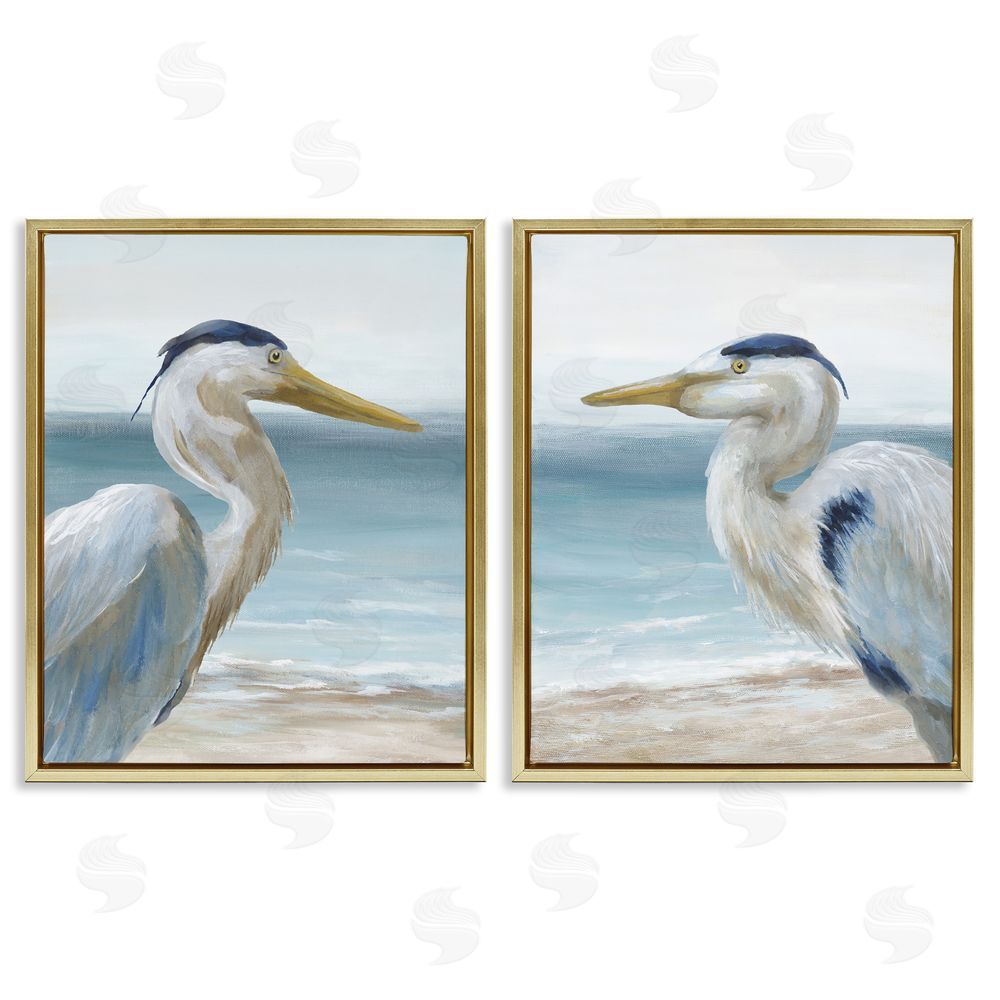 Nan Tranquil Gaze Herons Gold Floating Frame Canvas Wall Art Print