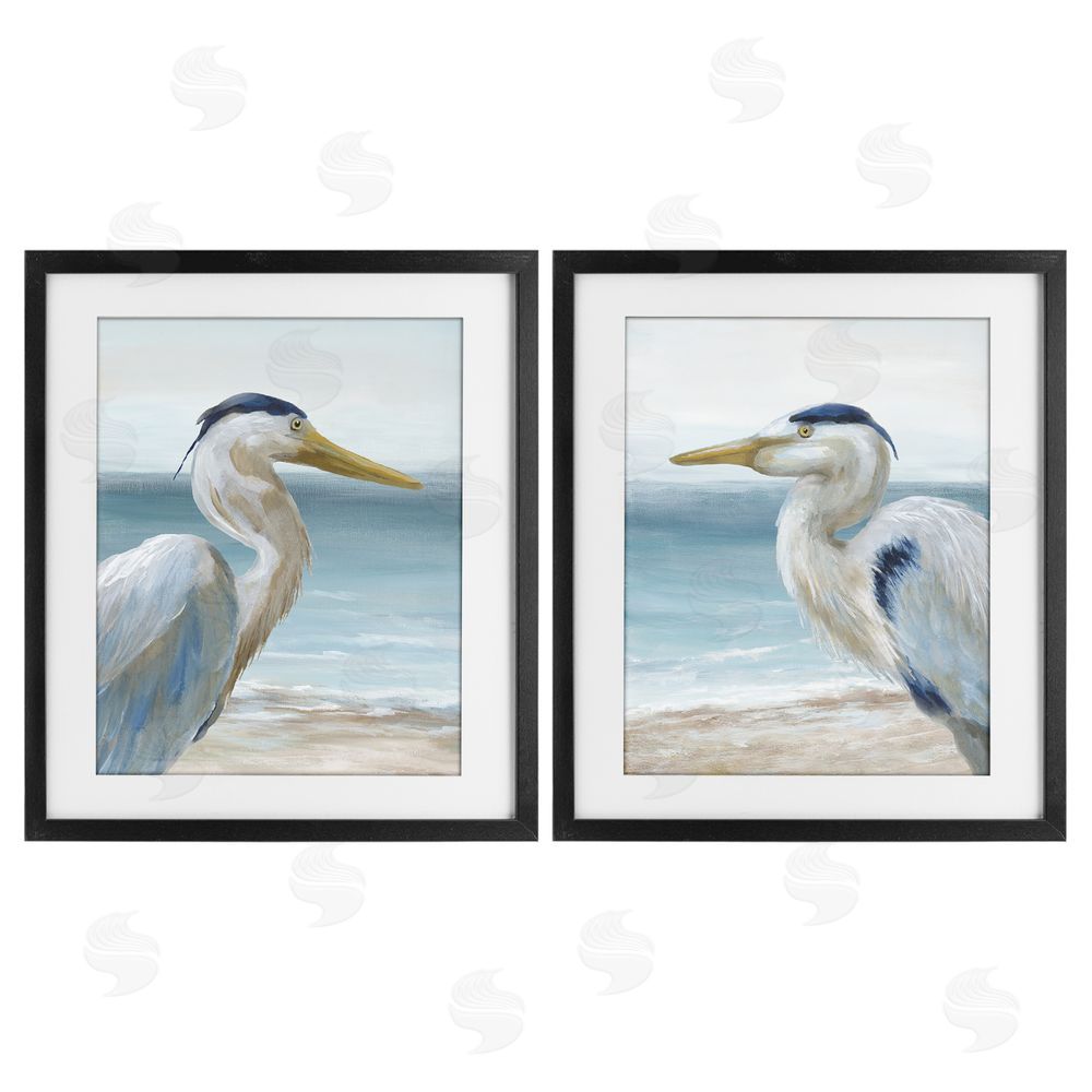 Nan Tranquil Gaze Herons Black Framed Print Under Glass Wall Art