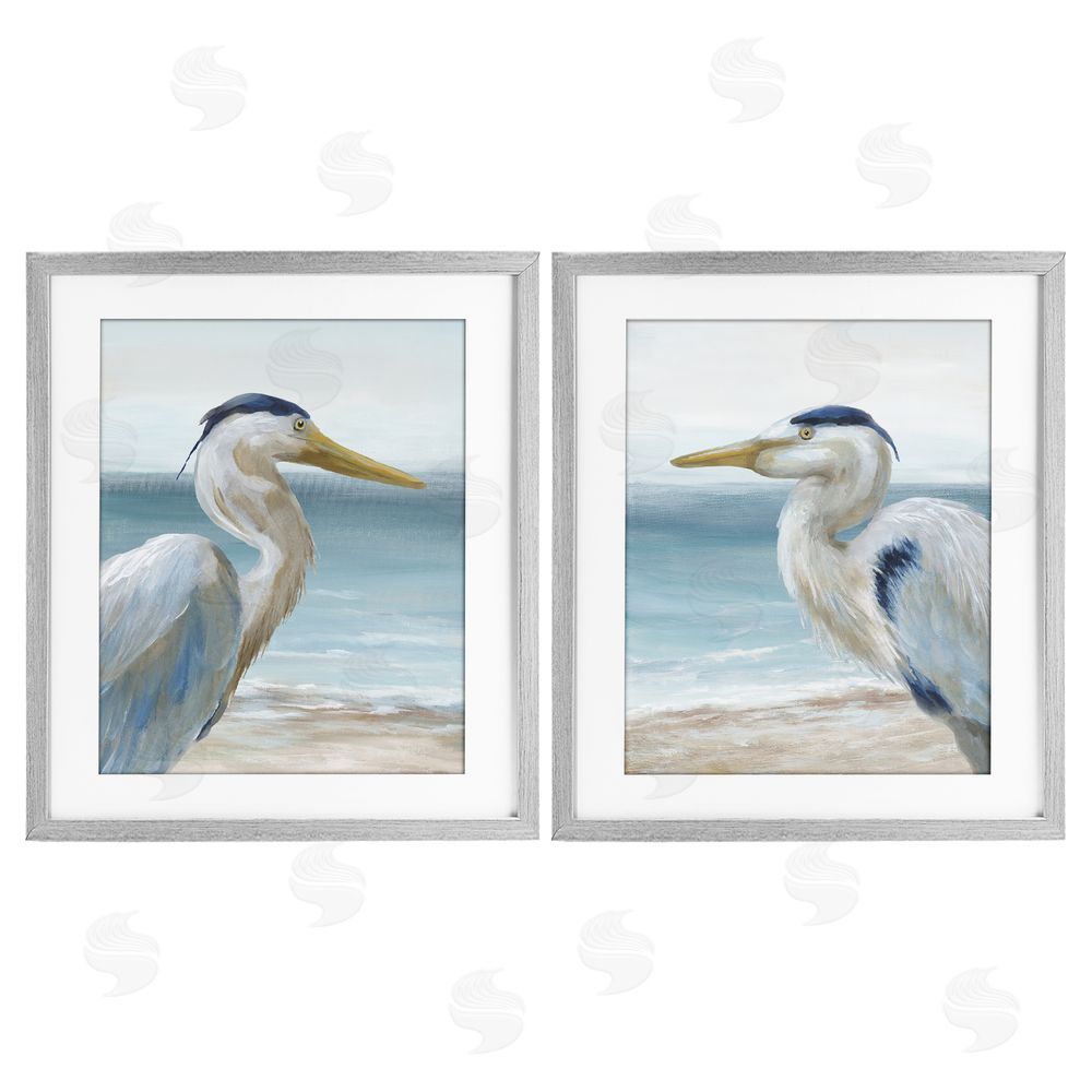 Nan Tranquil Gaze Herons Gray Framed Print Under Glass Wall Art
