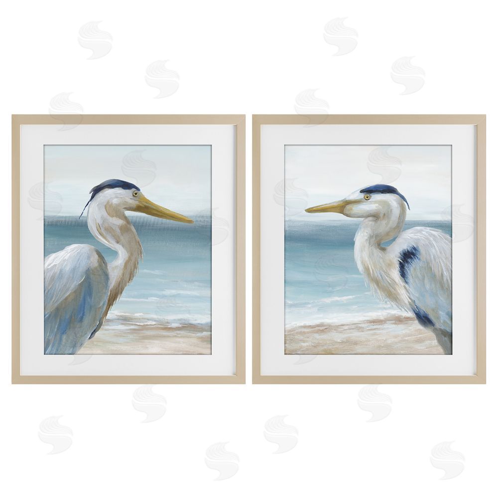 Nan Tranquil Gaze Herons Brown Framed Print Under Glass Wall Art