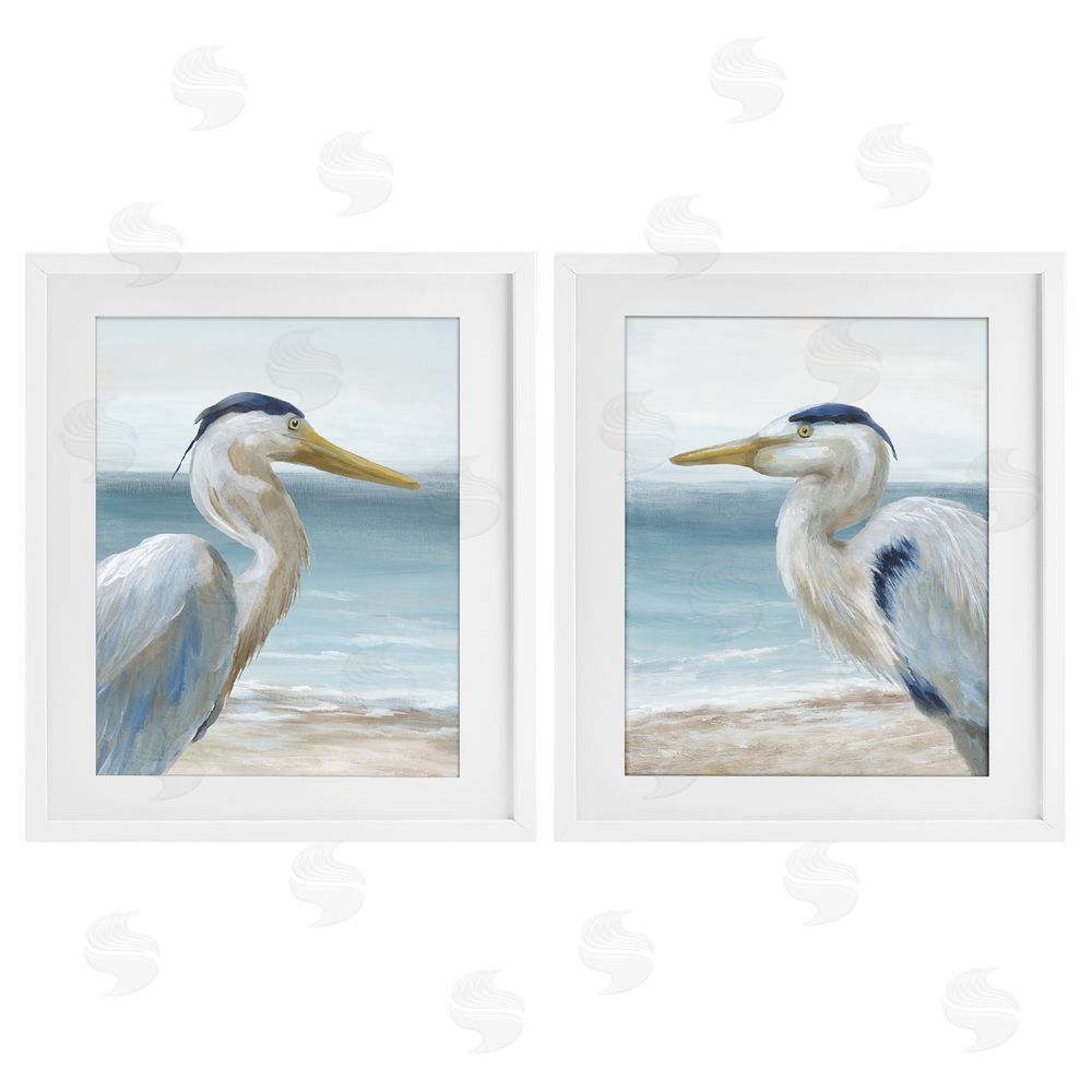 Nan Tranquil Gaze Herons White Framed Print Under Glass Wall Art