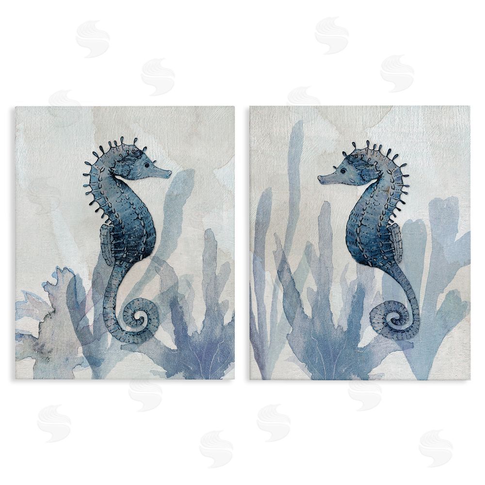 Susan Jill Impressions of Seahorses Stretched Canvas Wall Art Print