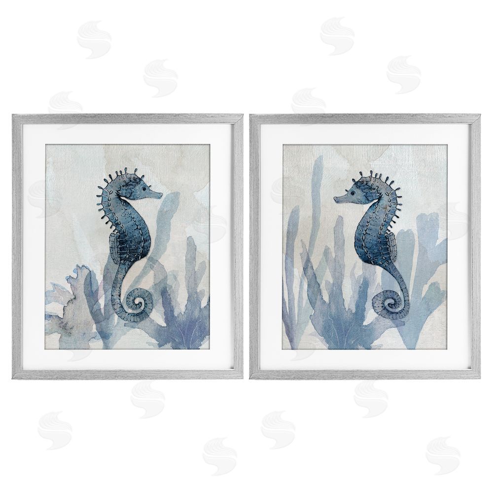 Susan Jill Impressions of Seahorses Gray Framed Print Under Glass Wall Art