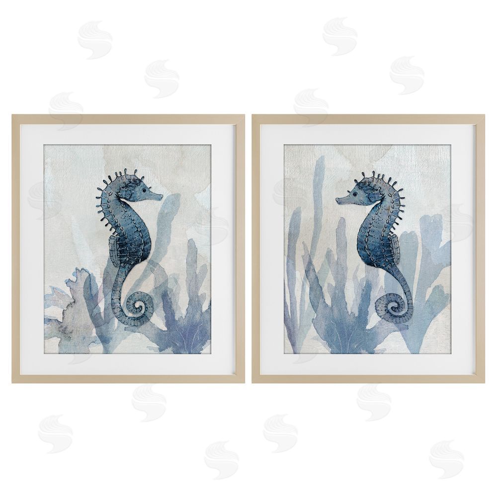 Susan Jill Impressions of Seahorses Brown Framed Print Under Glass Wall Art